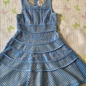 US Angels Girls Mixed-Lace Fit-and-Flare Dress